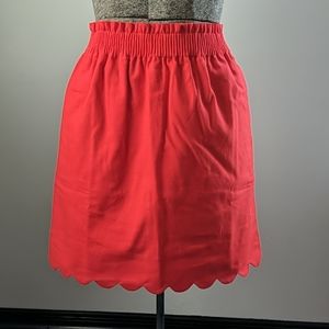 J Crew Factory sidewalk scalloped red linen skirt
